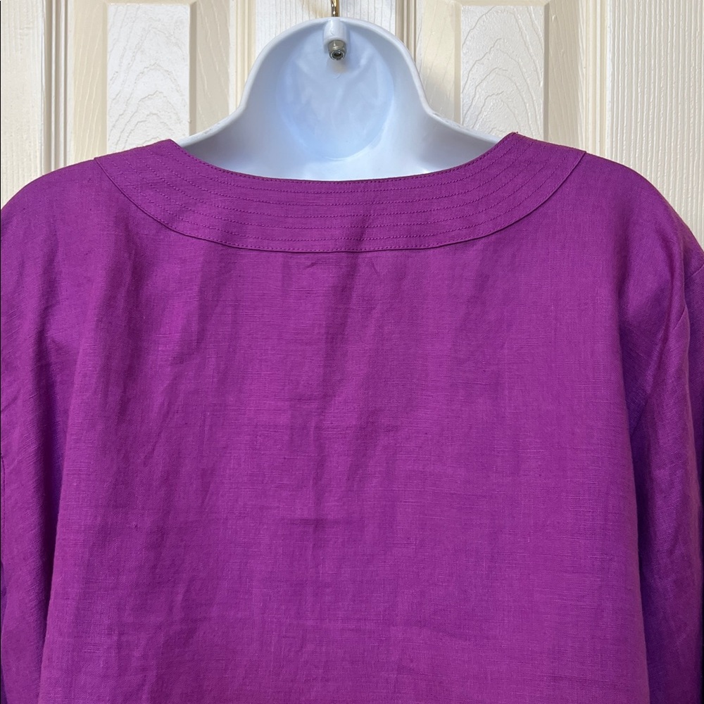 Ralph Lauren Women Violet Linen Split-Neck Tunic Top Sz 1X Quiet Luxury Vacation - Picture 8 of 12